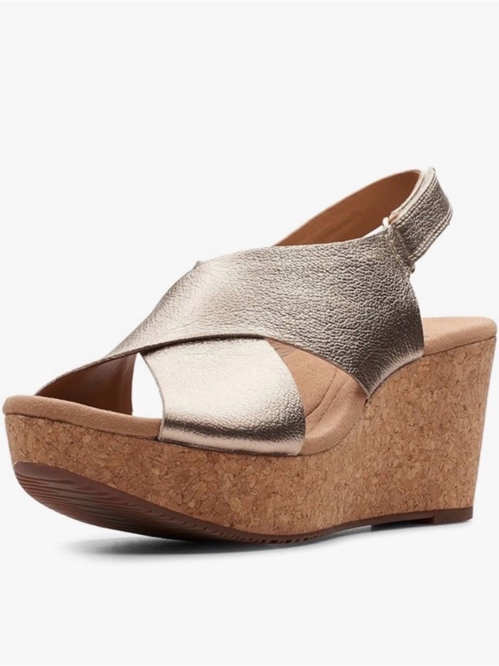 Clark’s Metallic Cork Wedge Sandal - Women's Gold Platform